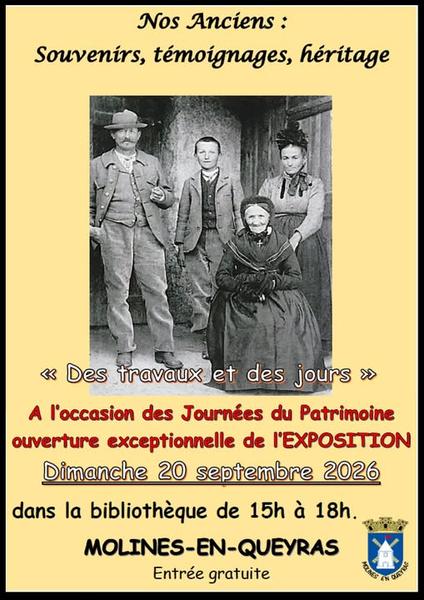 Journées Européennes du Patrimoine-Exposition 'Nos anciens : souvenirs, témoignages, héritage'
