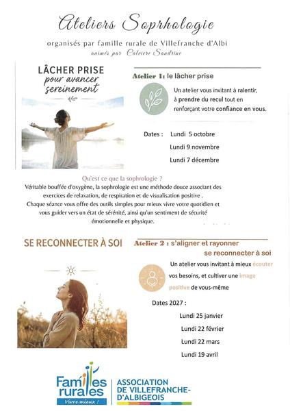 Atelier sophrologie : renseignements et inscriptions auprès de Familles Rurales