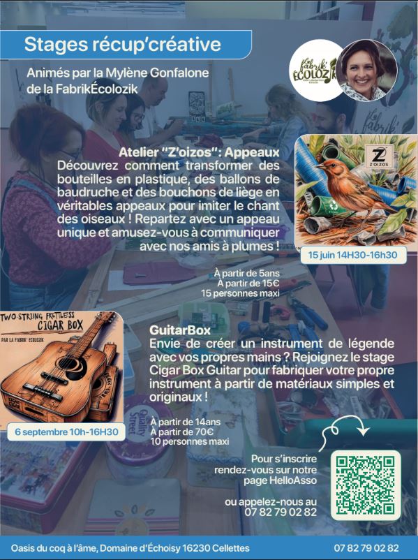 Stage récup créative "atelier "Z'oizos" : appeaux