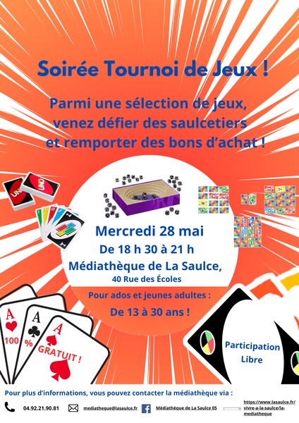 - © Médiathèque de La Saulce Soirée Tournoi de Jeux - © Médiathèque de La Saulce