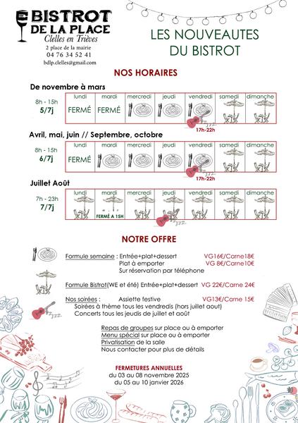 Horaires et offre 2025-2026