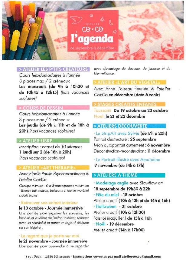 Stage créatif enfants à l'Atelier Co x Co