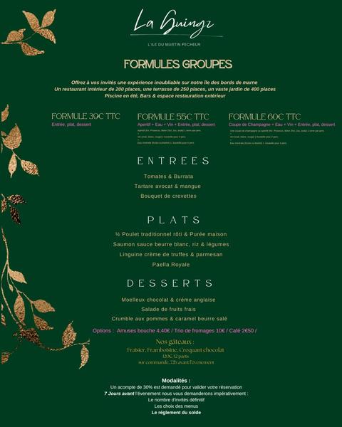 Menu Guinguette Martin Pêcheur 