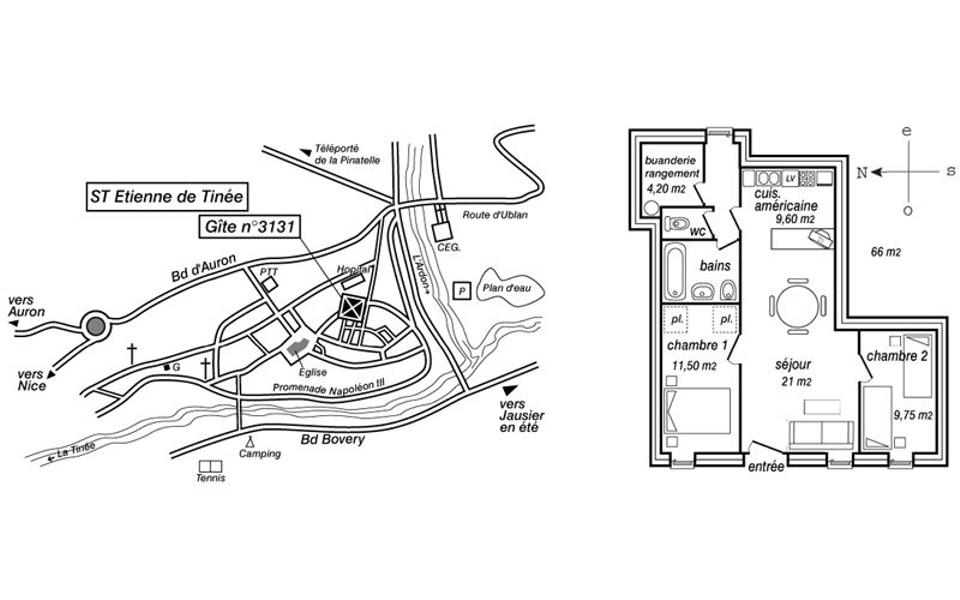 Gîte Le Portalet-Plan du gîte-Saint-Étienne-de-Tinée-Gîtes de France des Alpes-Maritimes