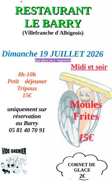Moules frites au restaurant Le Barry