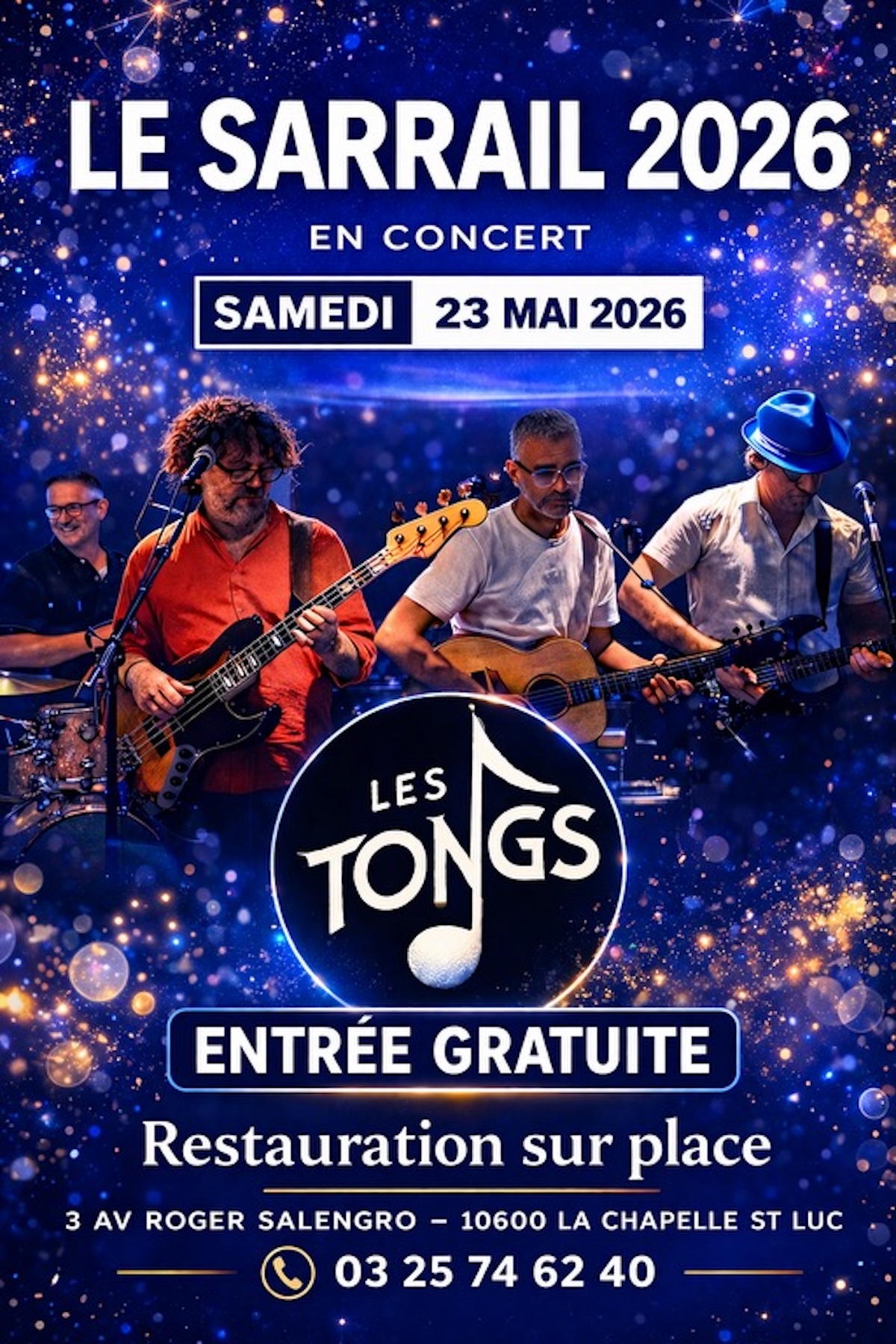 Soirée dîner-concert avec le groupe « Les Tongs » — visuel événement