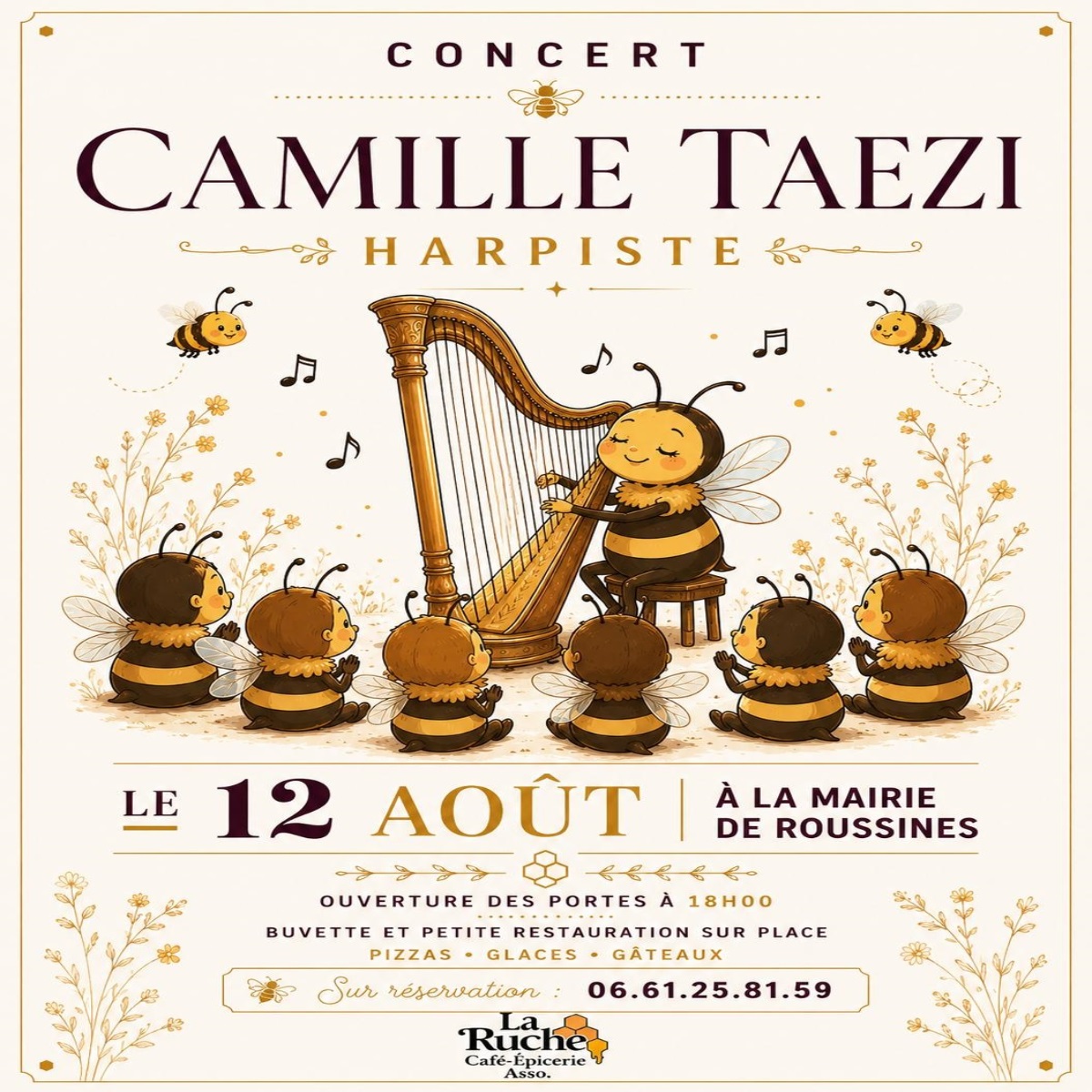 Concert de Camille la Harpiste à la RUCHE