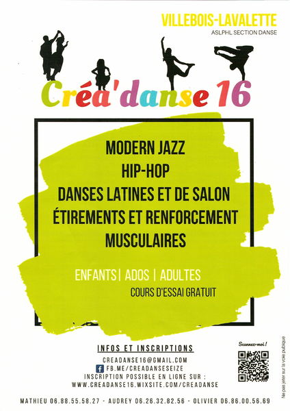 Cours de danse moderne jazz, hip hop, danses latines et de salon, étirements et renforcements musculaires