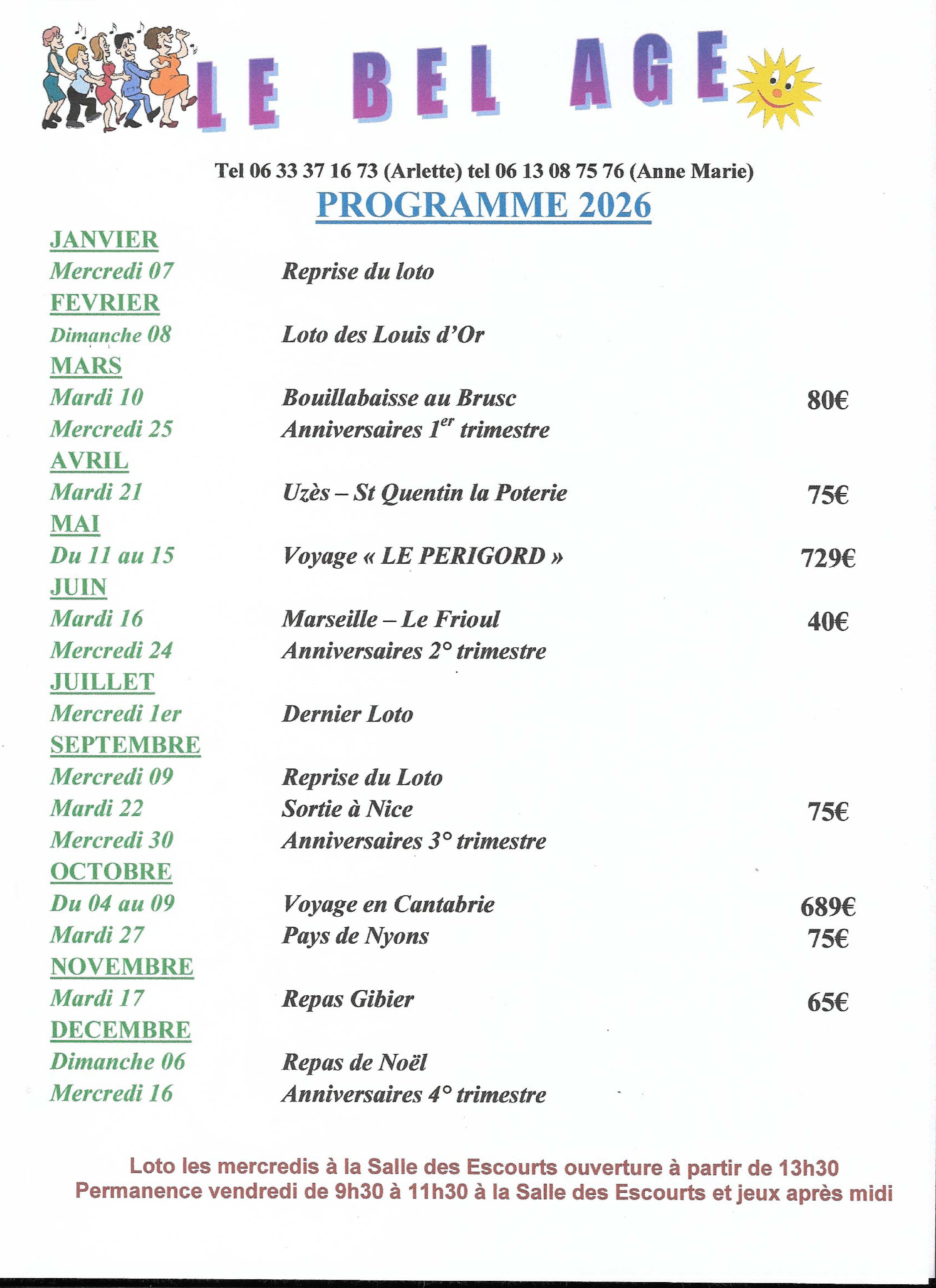 Le Bel Âge programme 2026