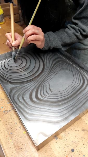 Ateliers reliure : Suminagashi (marbrure du Japon)