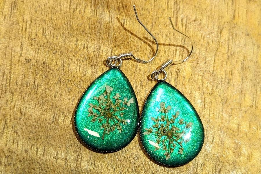 Thueyts - Libéra bijoux - Boucles d'oreilles avec insert de fleurs