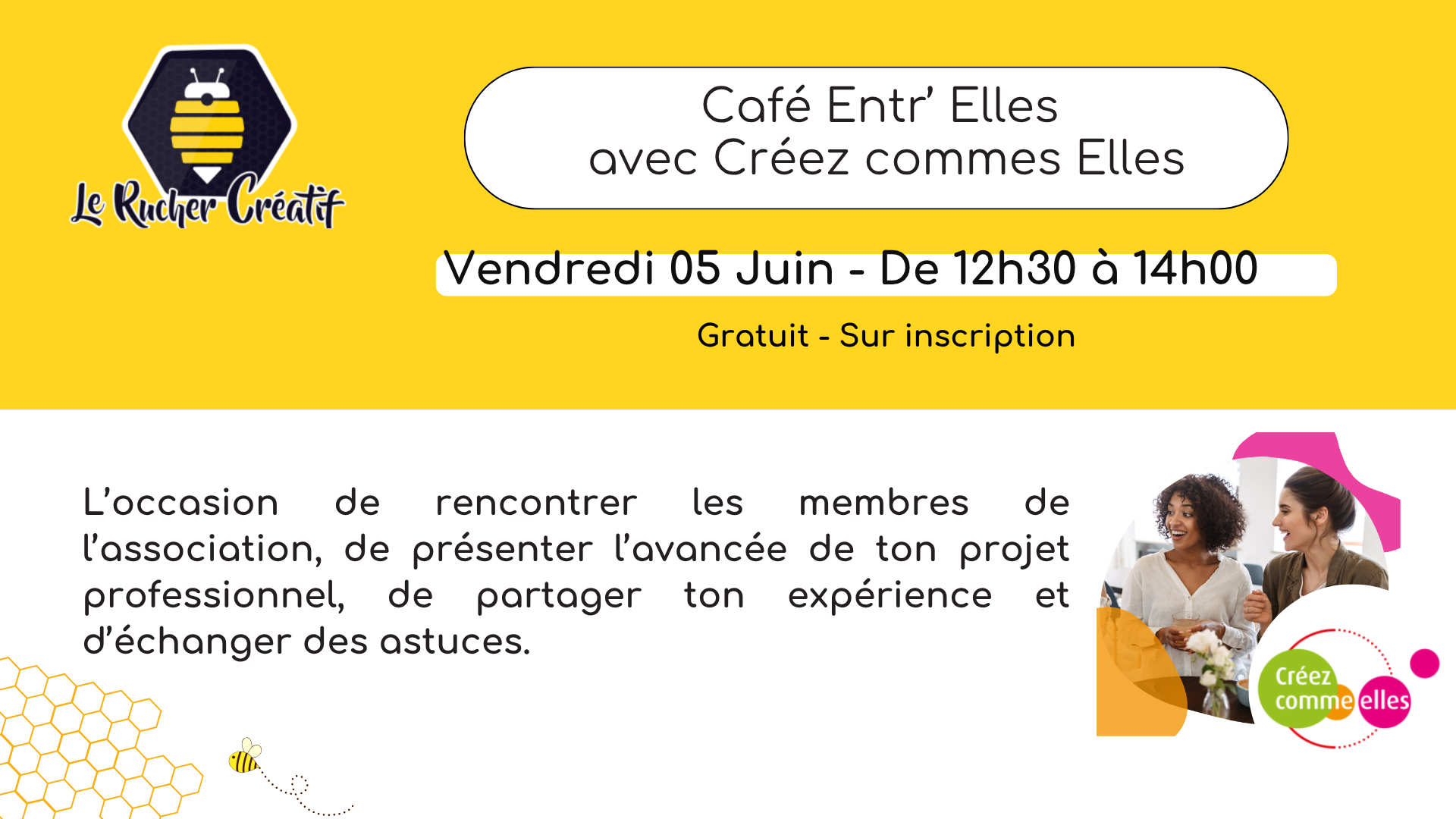 Café Entr'Elles avec Créez Comme Elles — visuel événement