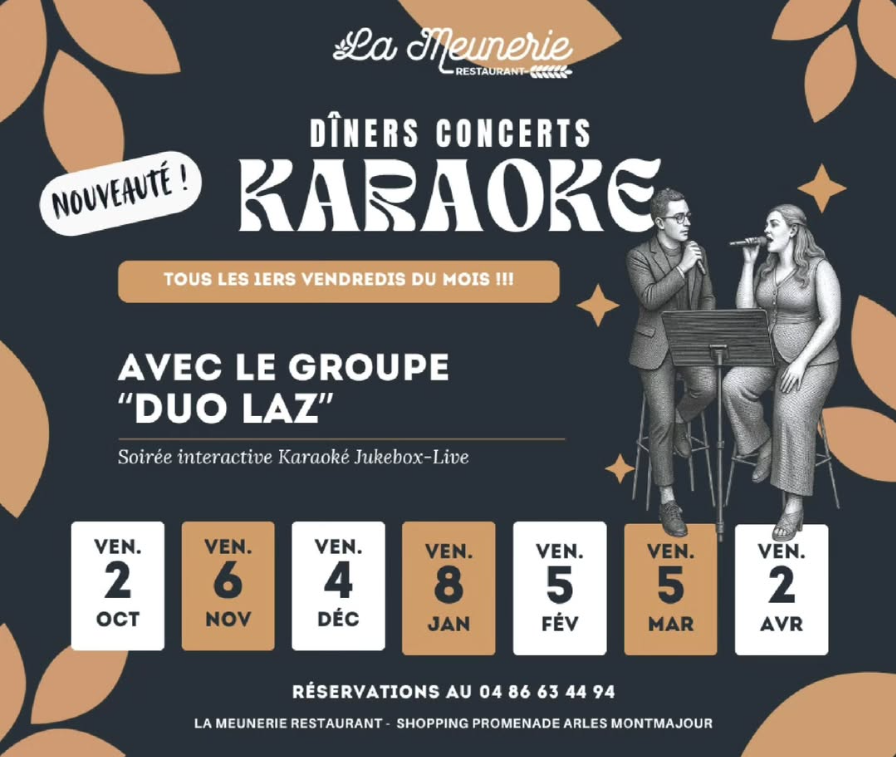 Soirée Dîner-Concert KARAOKÉ à la Meunerie