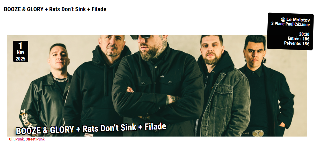 Booze & Glory + Rats don't sink + Filade