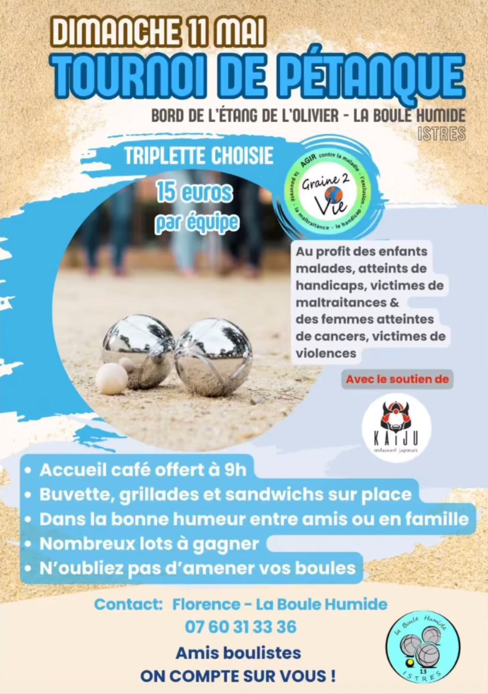 Tournoi de pétanque au bord de l'étang de l'Olivier
