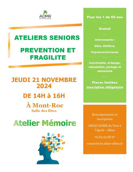 Ateliers seniors - Prévention et fragilité