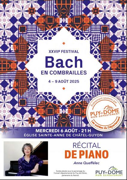 Soirées du Département 2025 - Conseil Départemental du Puy-de- Festival Bach en Combrailles - Anne Queffelec