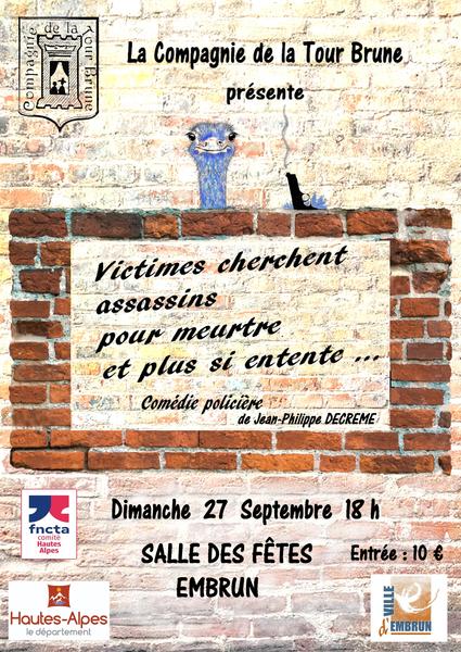 Théâtre 'Victimes cherchent assassins pour meurtre et plus si entente...'