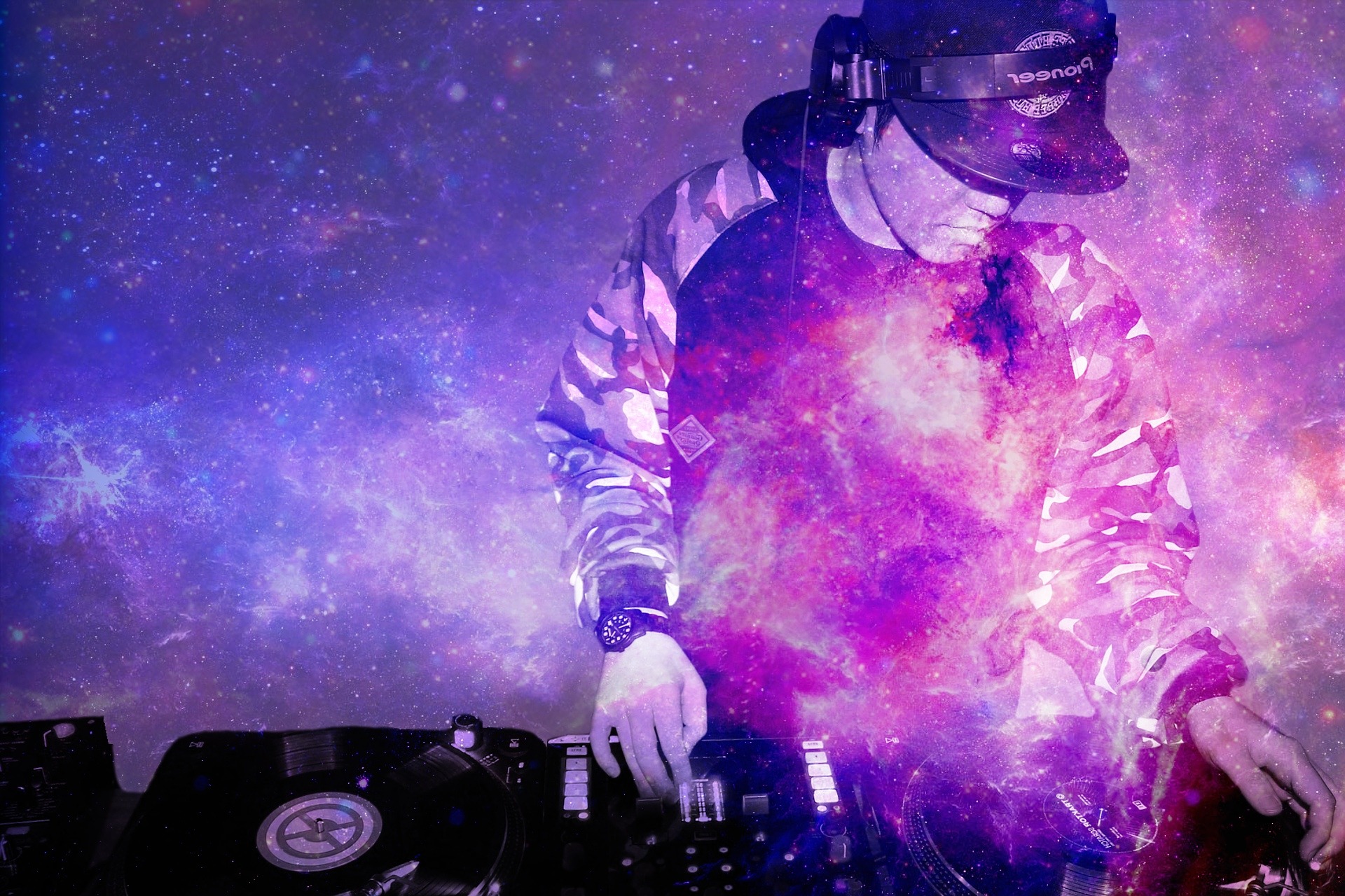 A DJ mixes