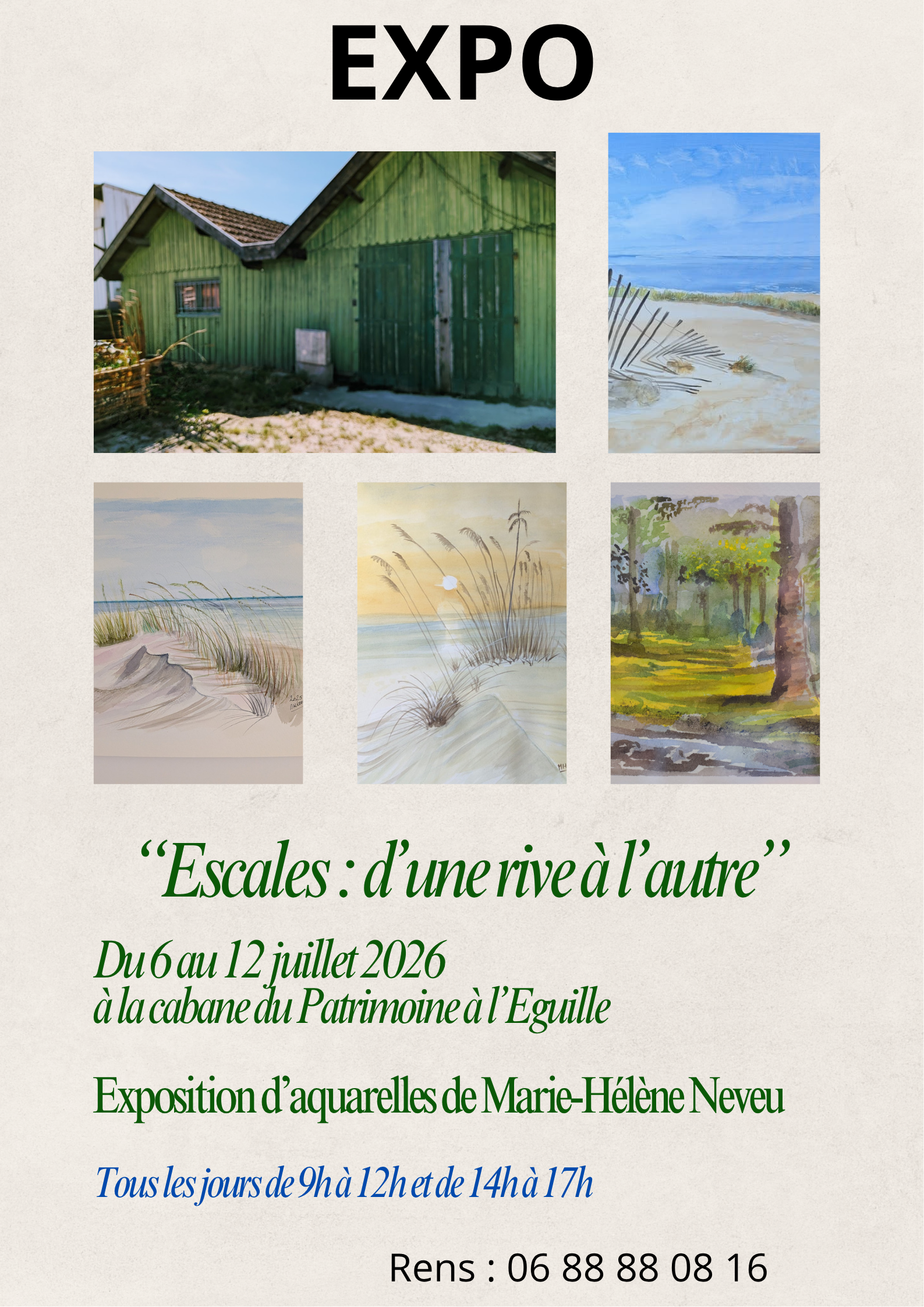 Exposition Cabane du Patrimoine - Aquarelles de Marie-Hélène Neveu