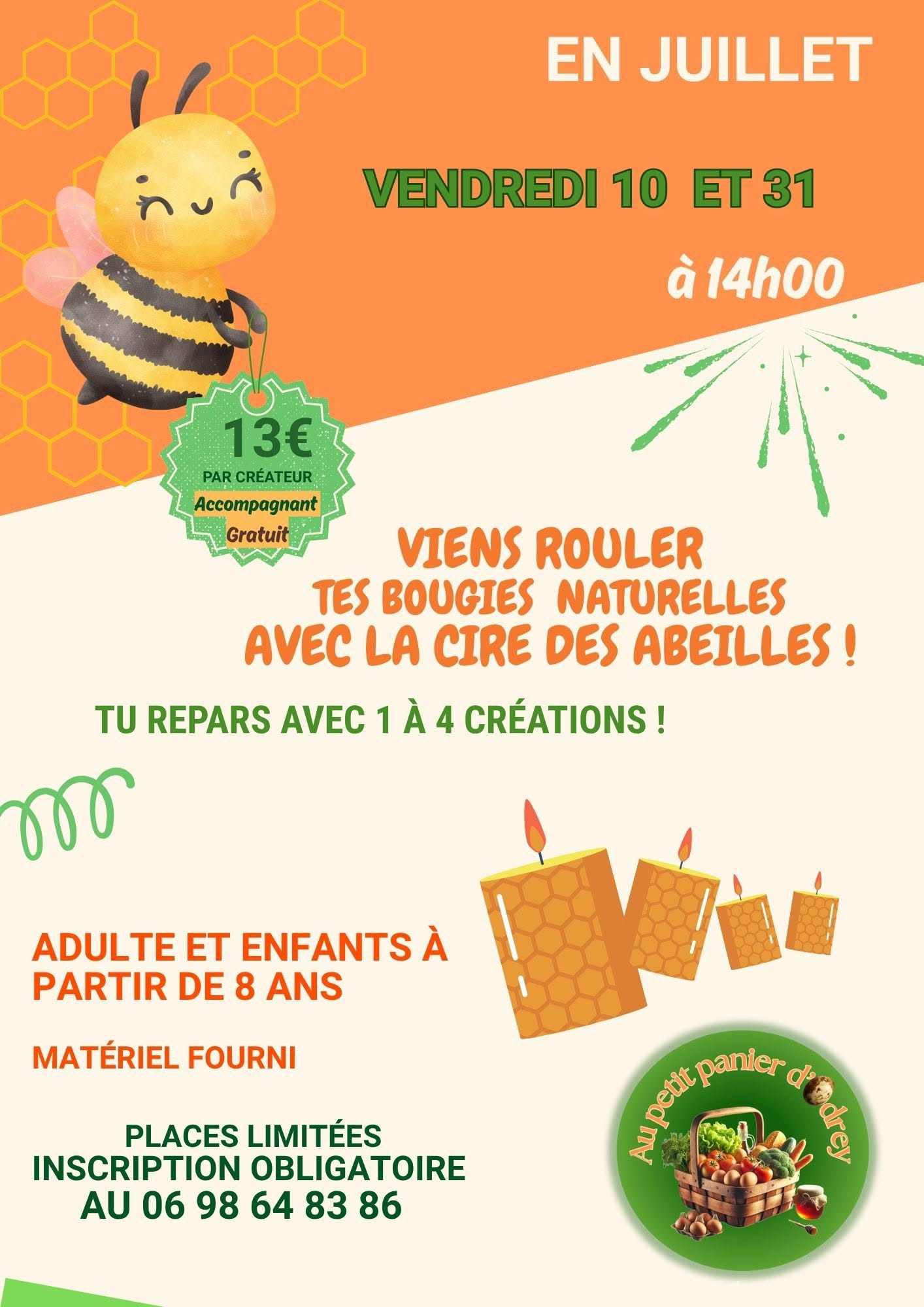 Viens rouler tes bougies naturelles avec la cire des abeilles !
