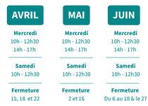 Affiche horaires intersaison printemps 2026 bibliothèque / ludothèque municipal…