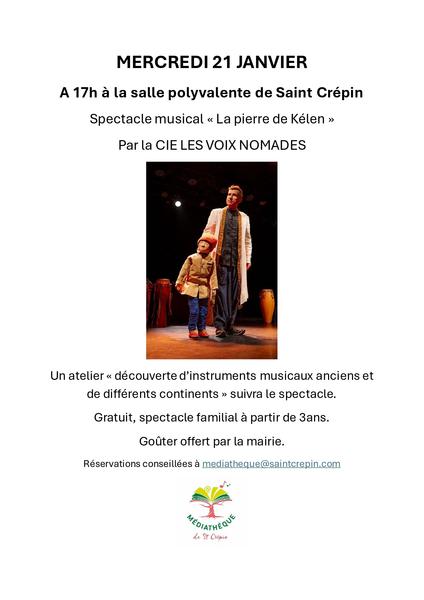 Spectacle des voix nomades « La pierre de Kelen »_Saint-Crépin
