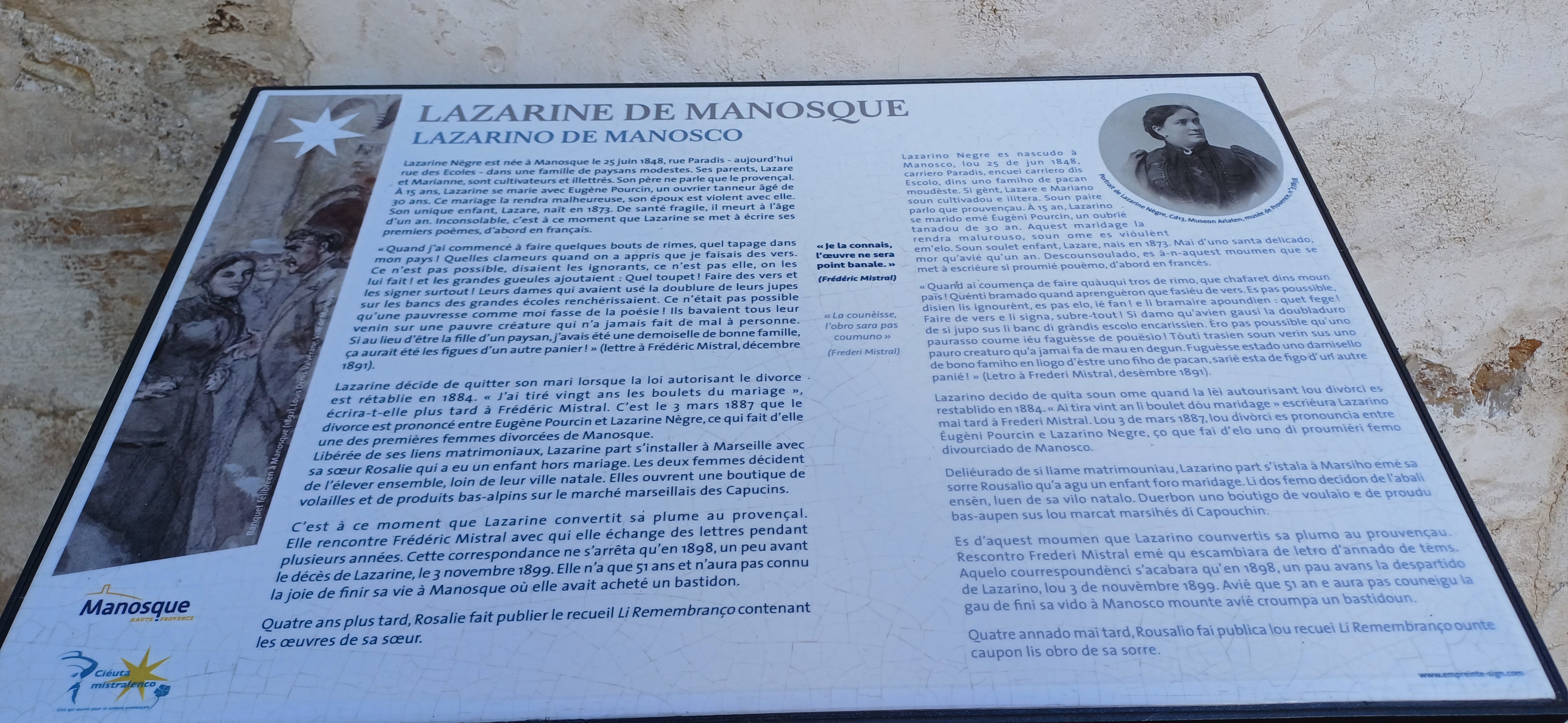 Plaque Lazarine de Manosque