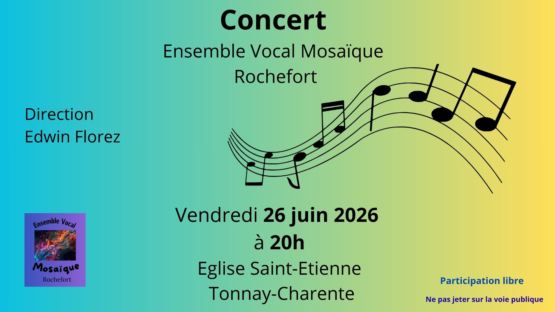 Concert : Ensemble vocal Mosaïque, Tonnay-Charente