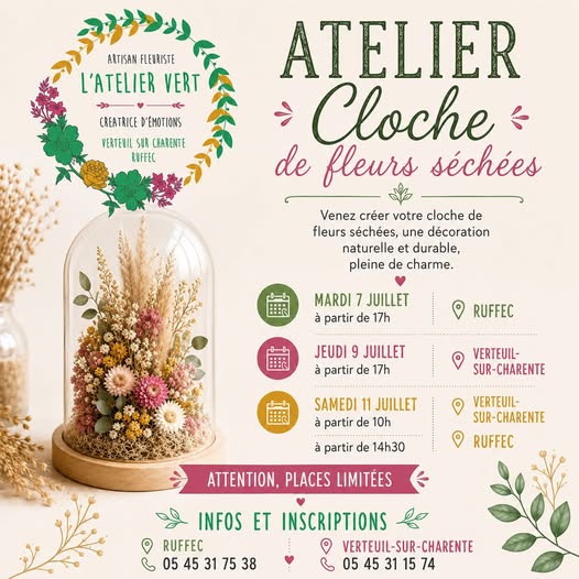 Atelier floral "cloche de fleurs séchées"