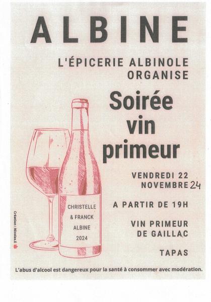 Soirée vin primeur d'Albine 