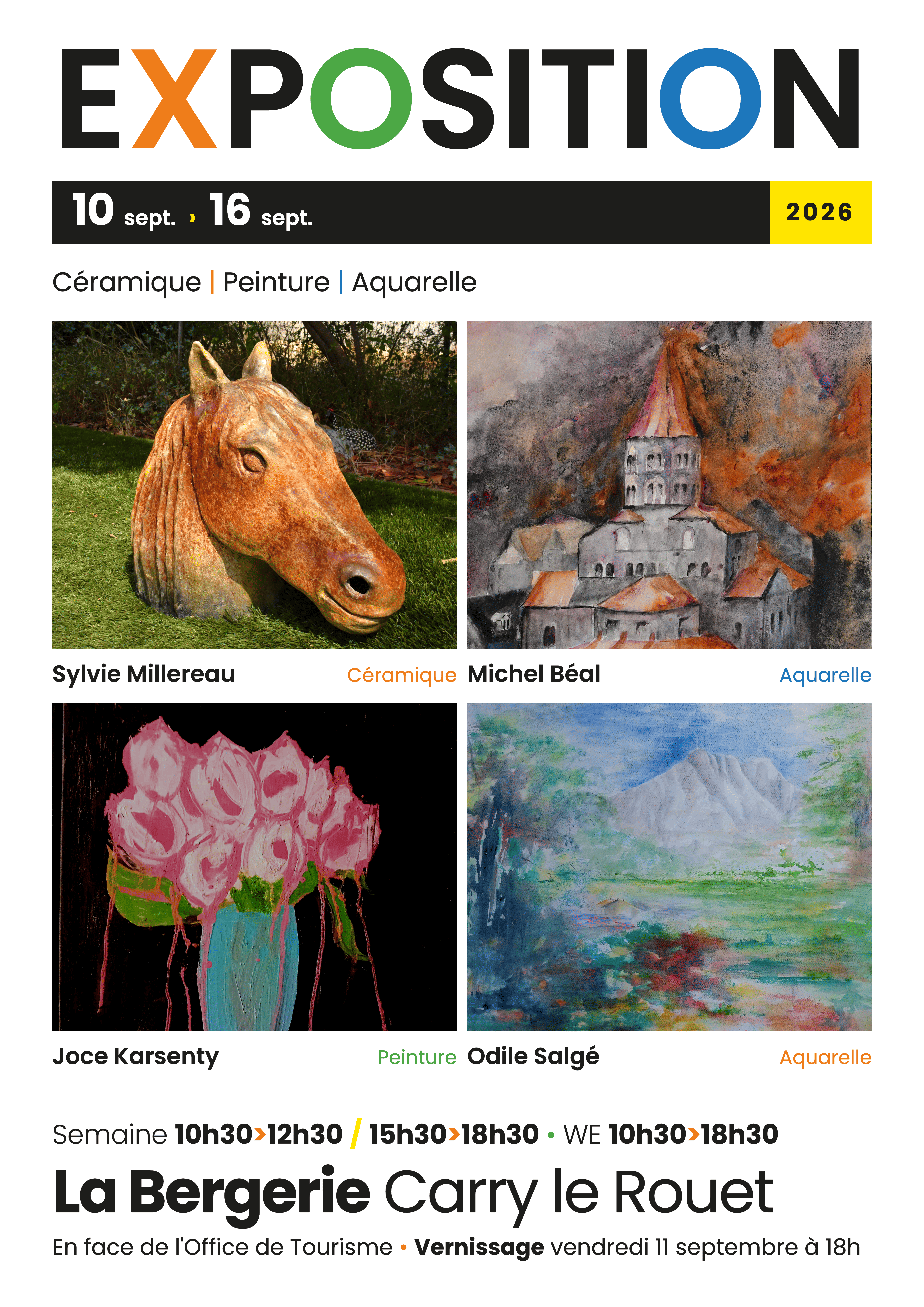 Exposition céramique, peinture et aquarelle