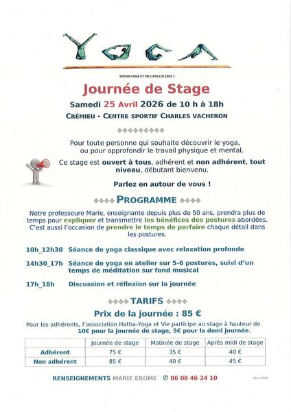 Stage de l'association Hatha-Yoga et Vie_Crémieu-Balcons du Dauphiné