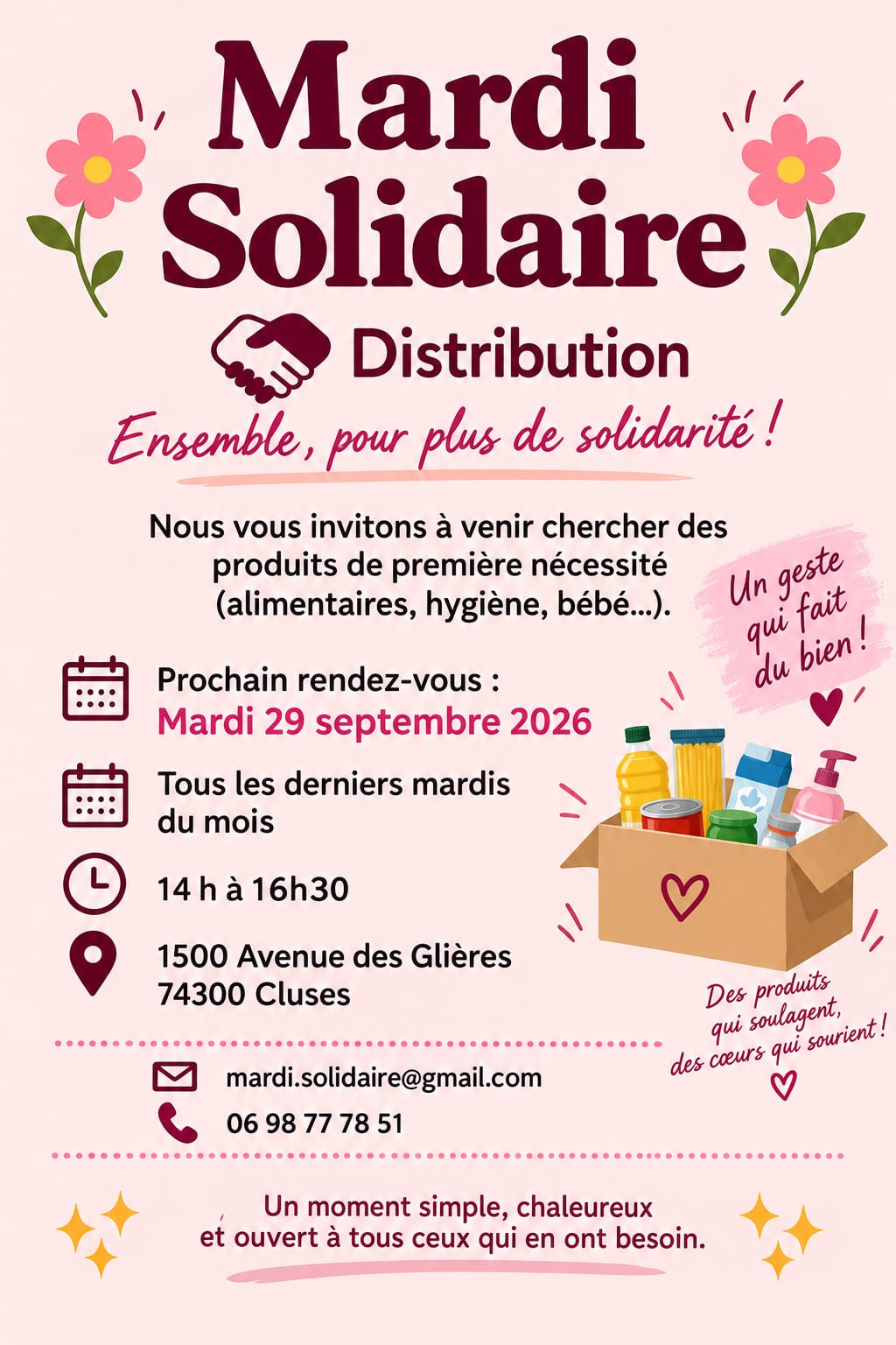 Flyer du Mardi Solidaire du 29 septembre 2026