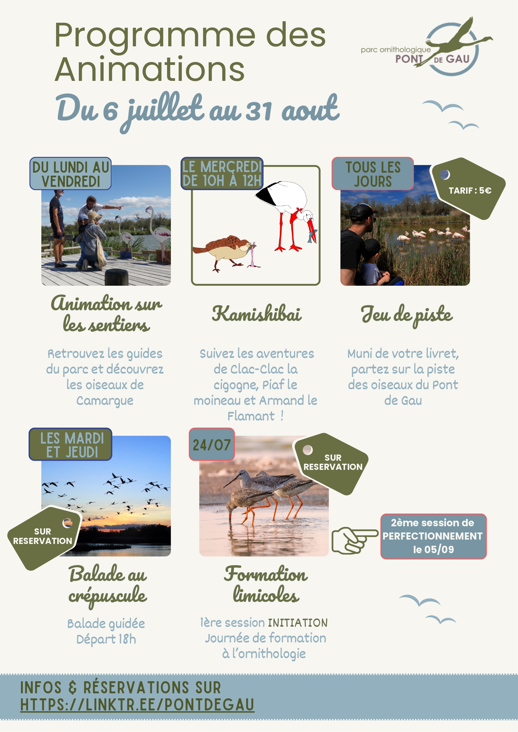 Parc Ornithologique – Programme des animations d&rsquo;été