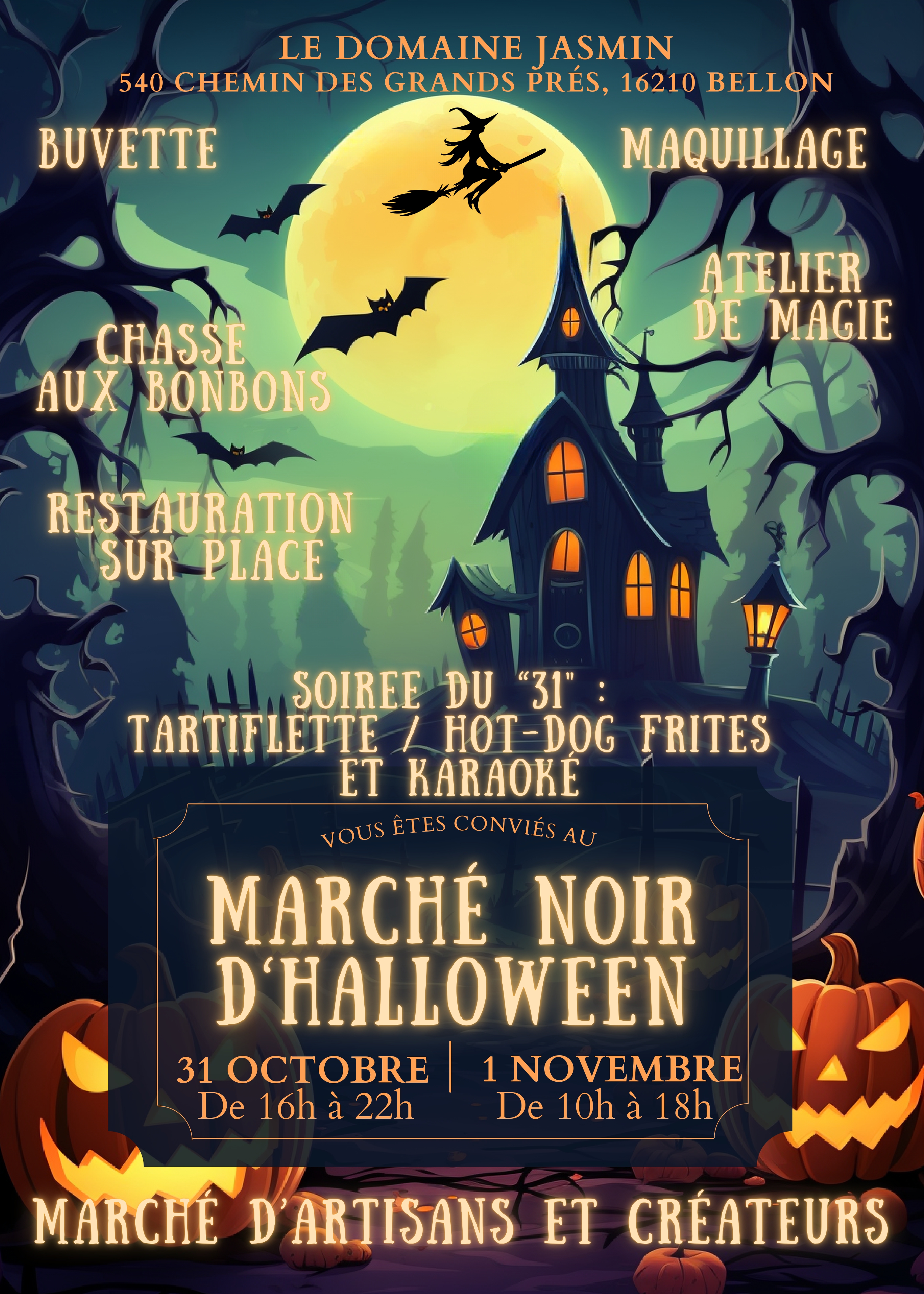 Marché Noir d'Halloween du domaine Jasmin