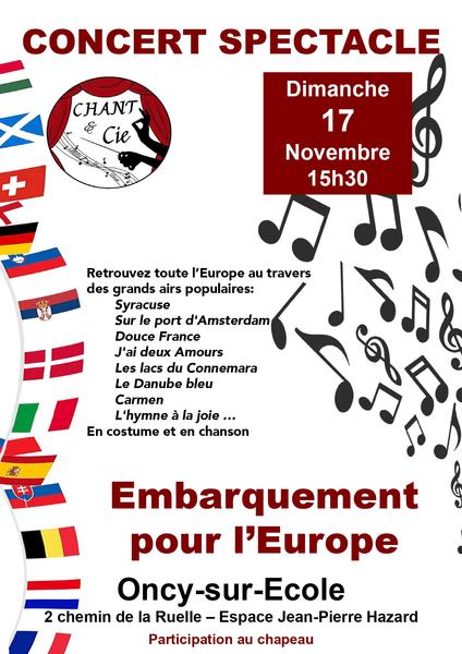 Concert-Spectacle : Embarquement pour l’Europe_Oncy-sur-École