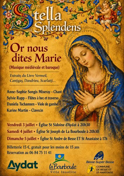 Concert : Or nous dites Marie