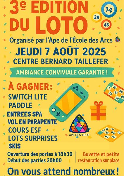 Le Grand Loto de l'APE des Arcs