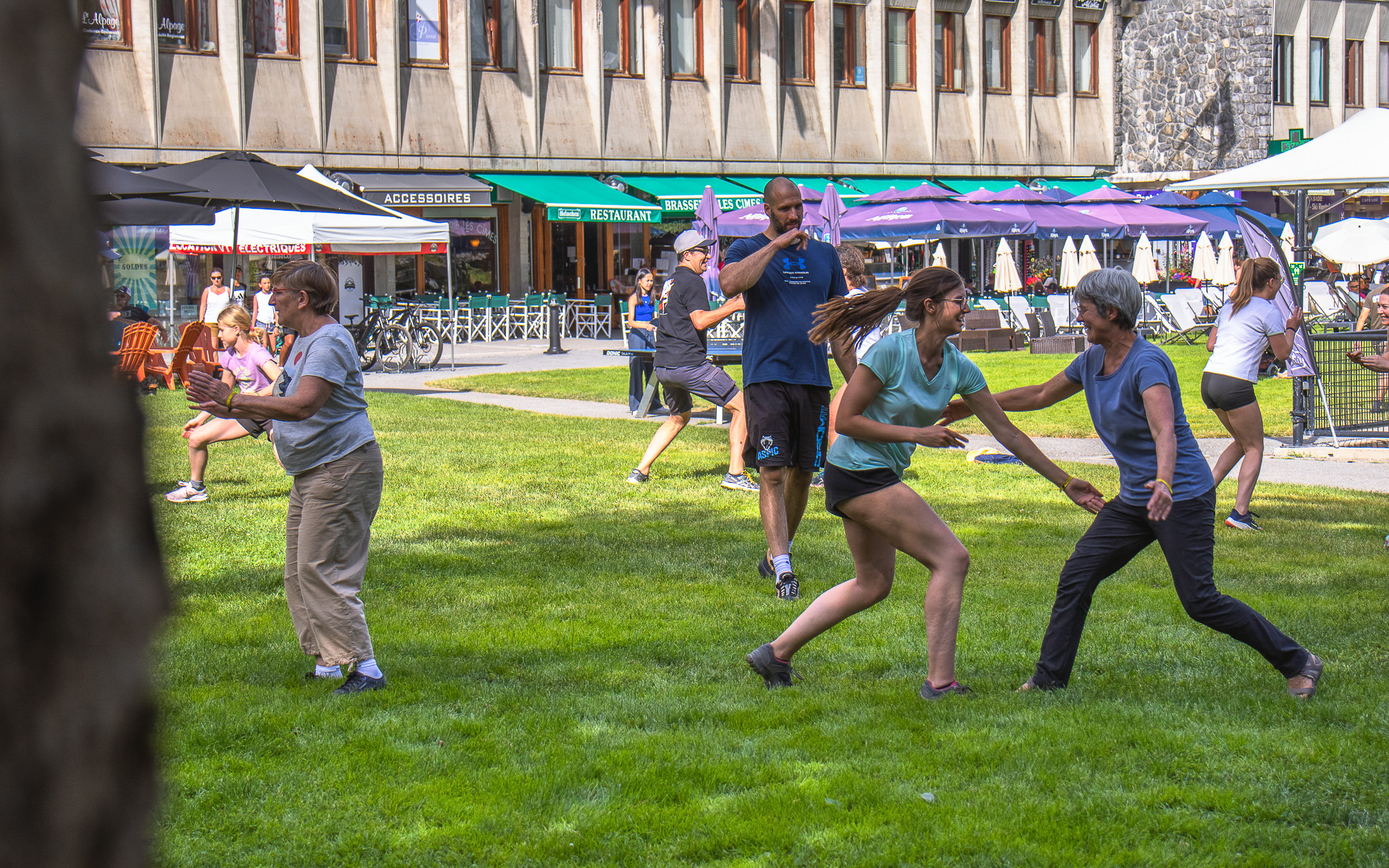 Cardio combat classes on the grass