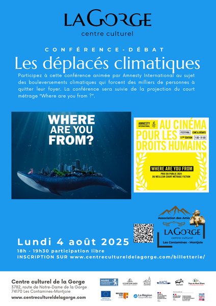 Conférence « Les déplacés climatiques » présentée par Amnesty International au Centre Culturel de la Gorge_Les Contamines-Montjoie