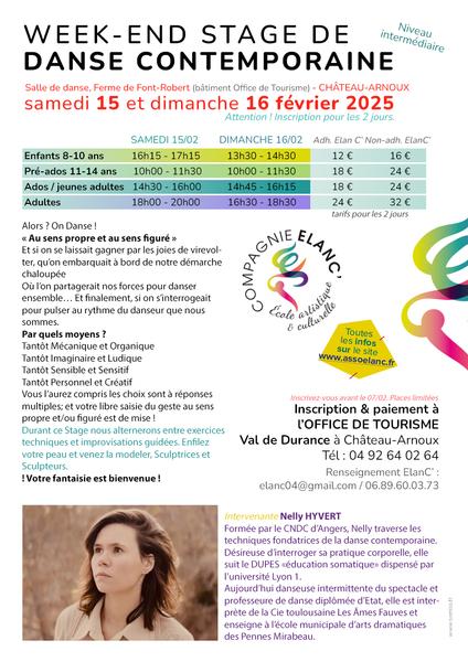 Week-end stage de danse contemporaine Du 15 au 16 fév 2025