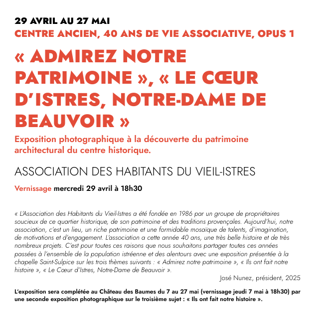 Exposition "Admirez notre patrimoine, le cœur d'Istres, Notre Dame de Beauvoir"