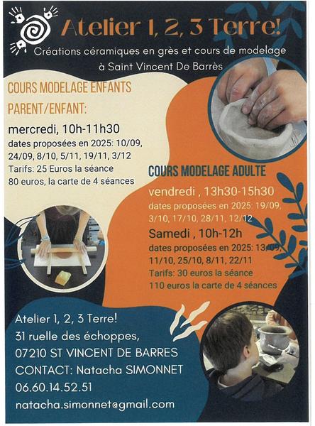 Atelier 1, 2, 3 Terre ! Cours de modelage adulte_Saint-Vincent-de-Barrès
