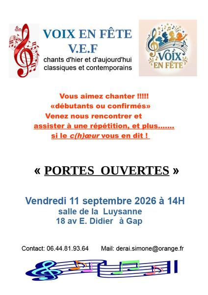 Portes ouvertes Voix en fête
