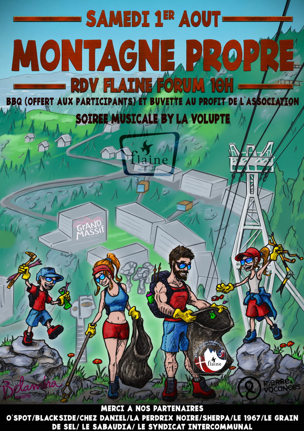 affiche de l'opération de nettoyage de la montagne à Flaine