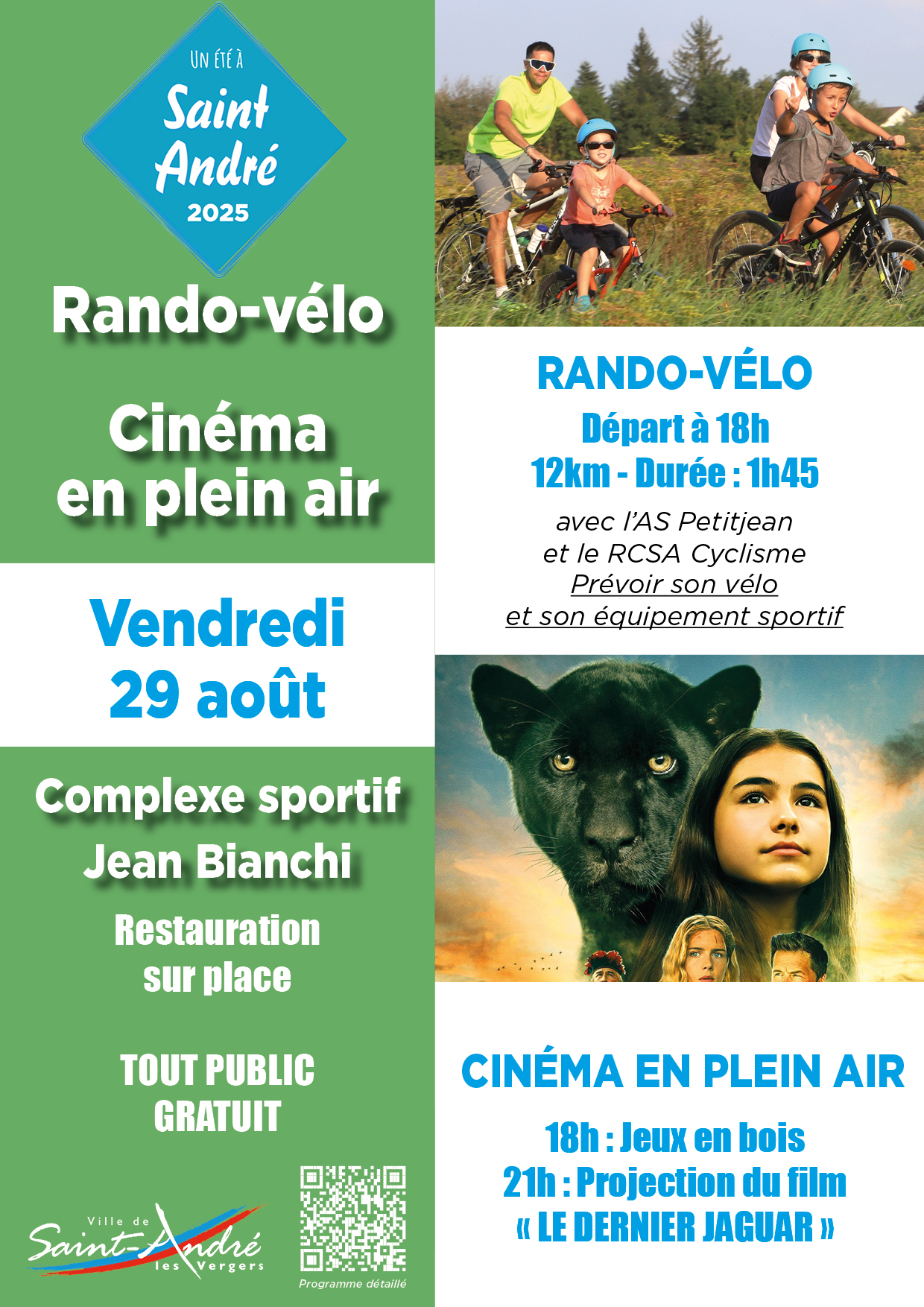 Week-end de clôture "Un été à St André" : Rando-vélo et Cinéma en plein air