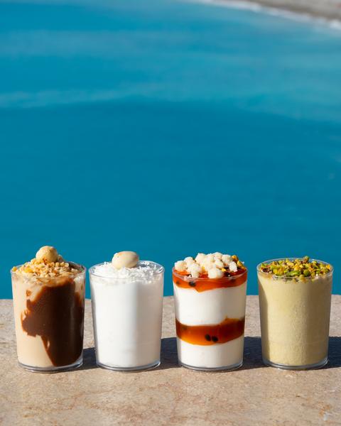 Crémeux noisette, noix de coco, cheesecake passion et pistache de Sicile