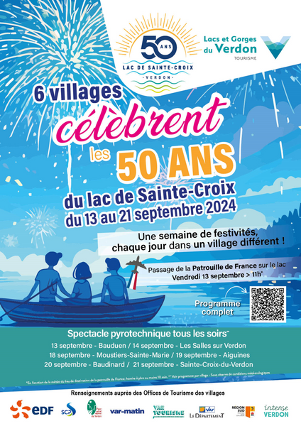 Moustiers-Sainte-Marie fête les 50 ans du lac de Sainte-Croix... Le 18 sept 2024