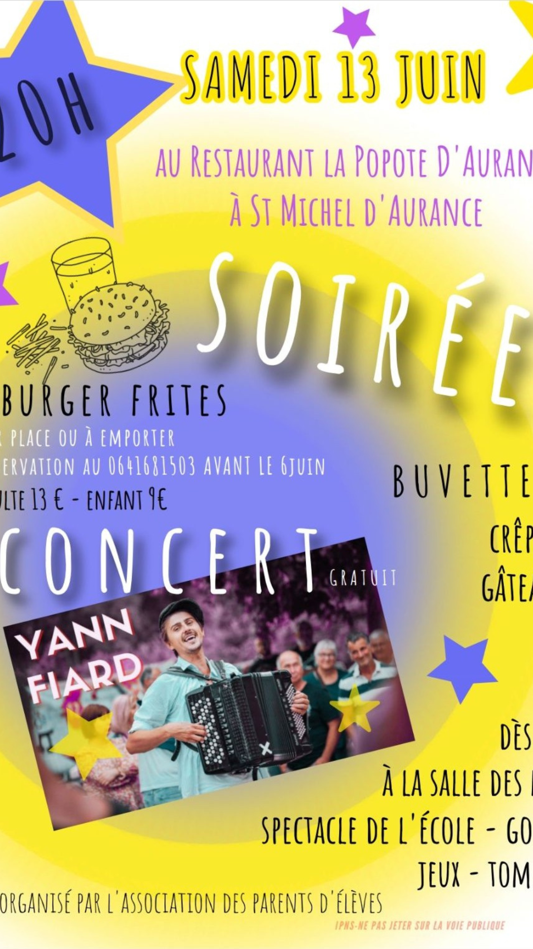 Kermesse, soirée burger et concert